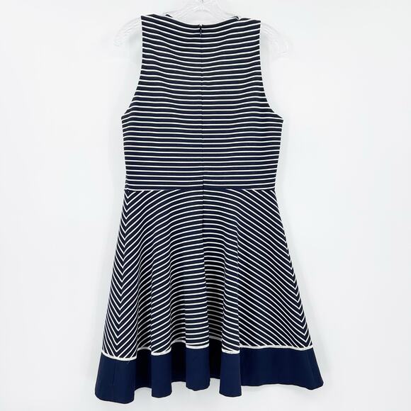 Kate Spade New York Striped Ponte Fit Flare Dress Blue White Striped Womens 10 - Picture 8 of 11